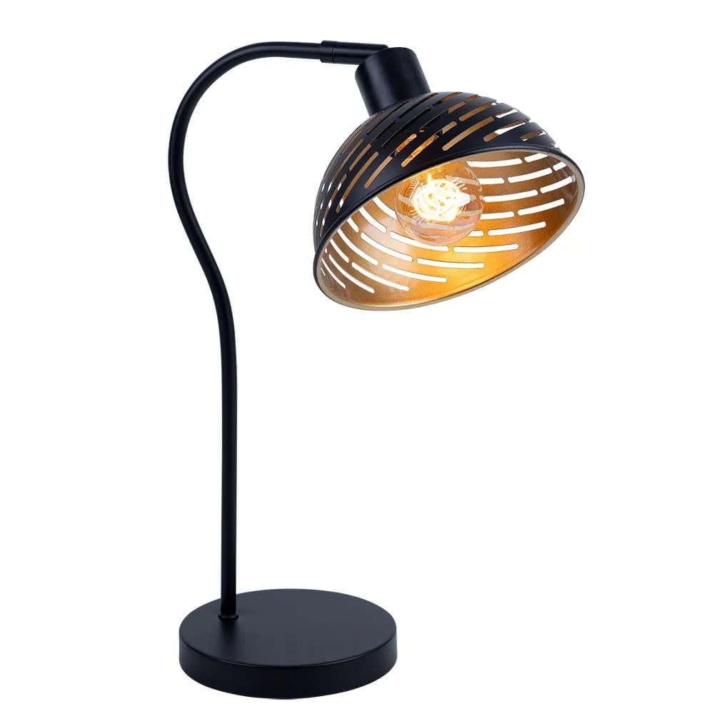Настільна лампа etc-shop E27 30x18.5x45 см Чорний Золотий, фото №1