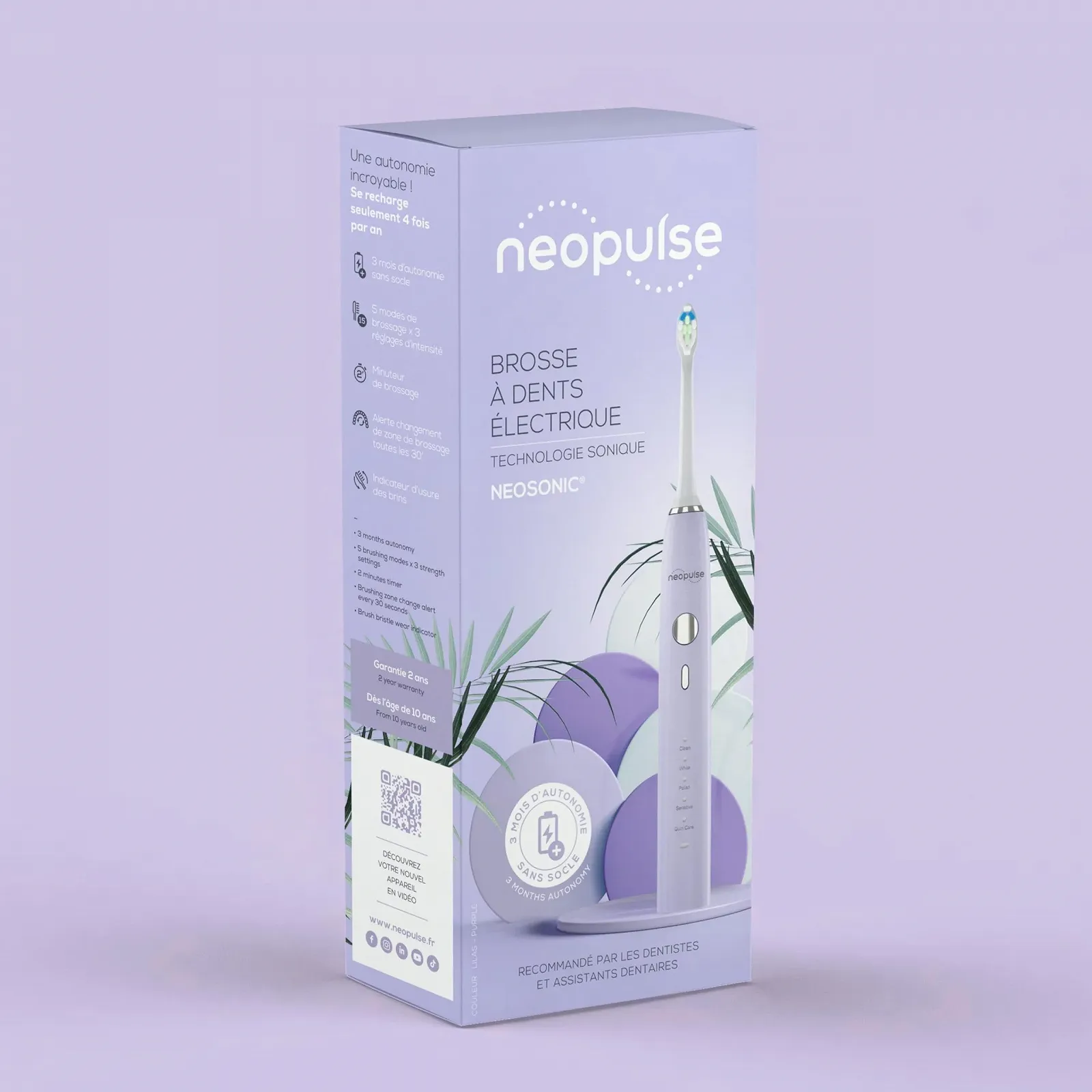 Звуковая электрическая зубная щетка Neosonic NEOPULSE 15 режимов Purple, фото №7