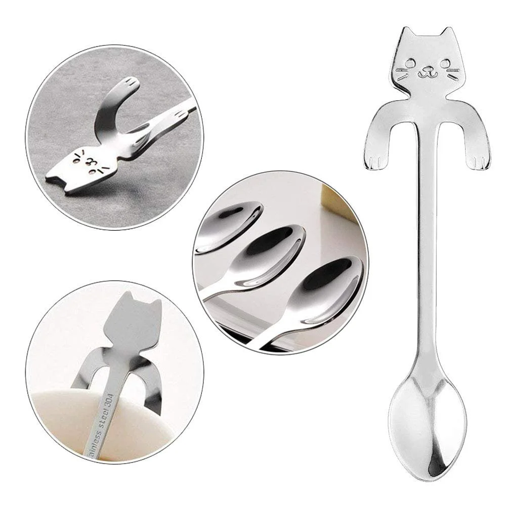 Ложка кавова Кот, набір з 5 штук, нержавіюча сталь, підвісна, фото №2