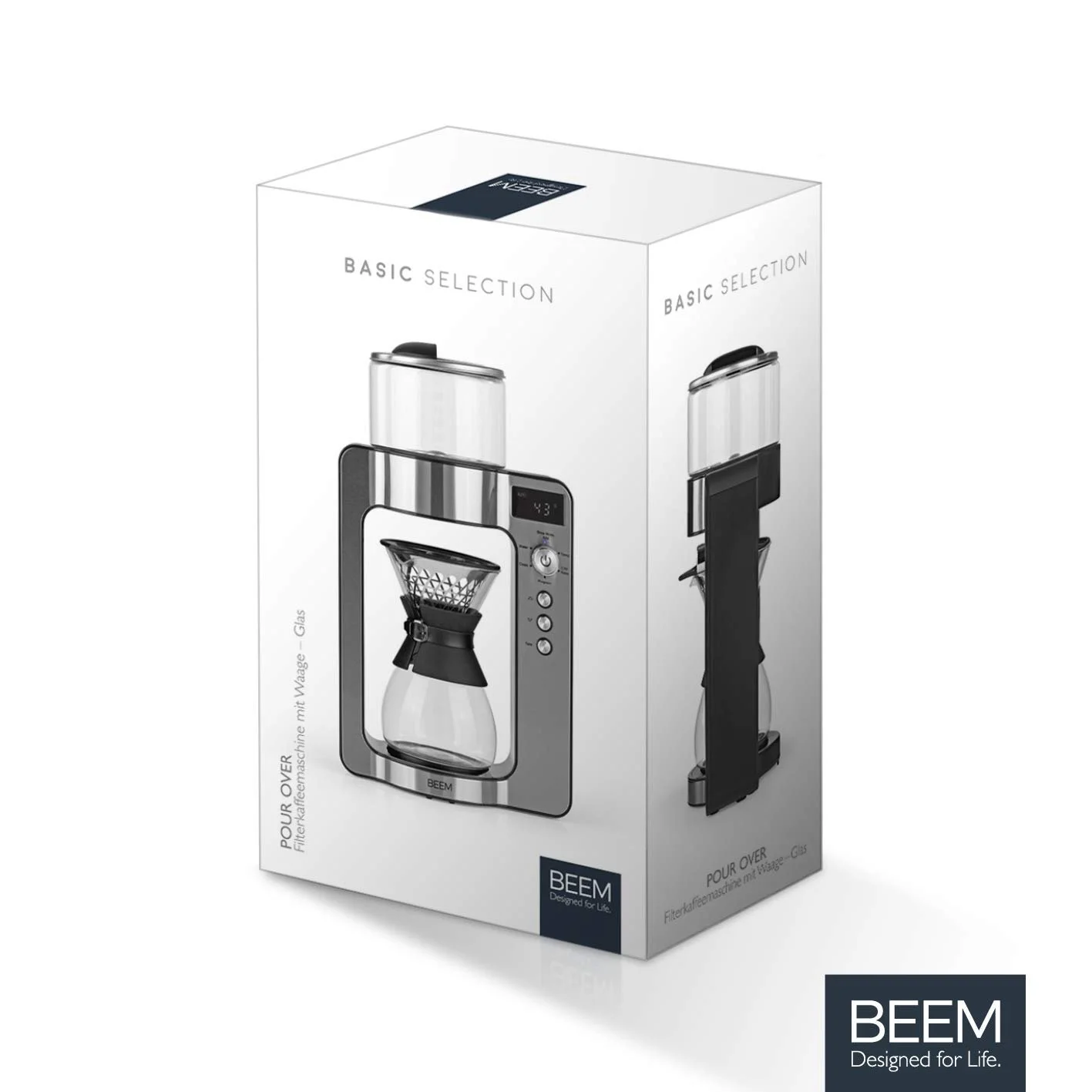 Капельная кофеварка BEEM Basic Selection 3597 POUR OVER Нержавеющая сталь Стеклянный кувшин 0.75 л Вращающаяся головка Черный Серебристый, фото №7