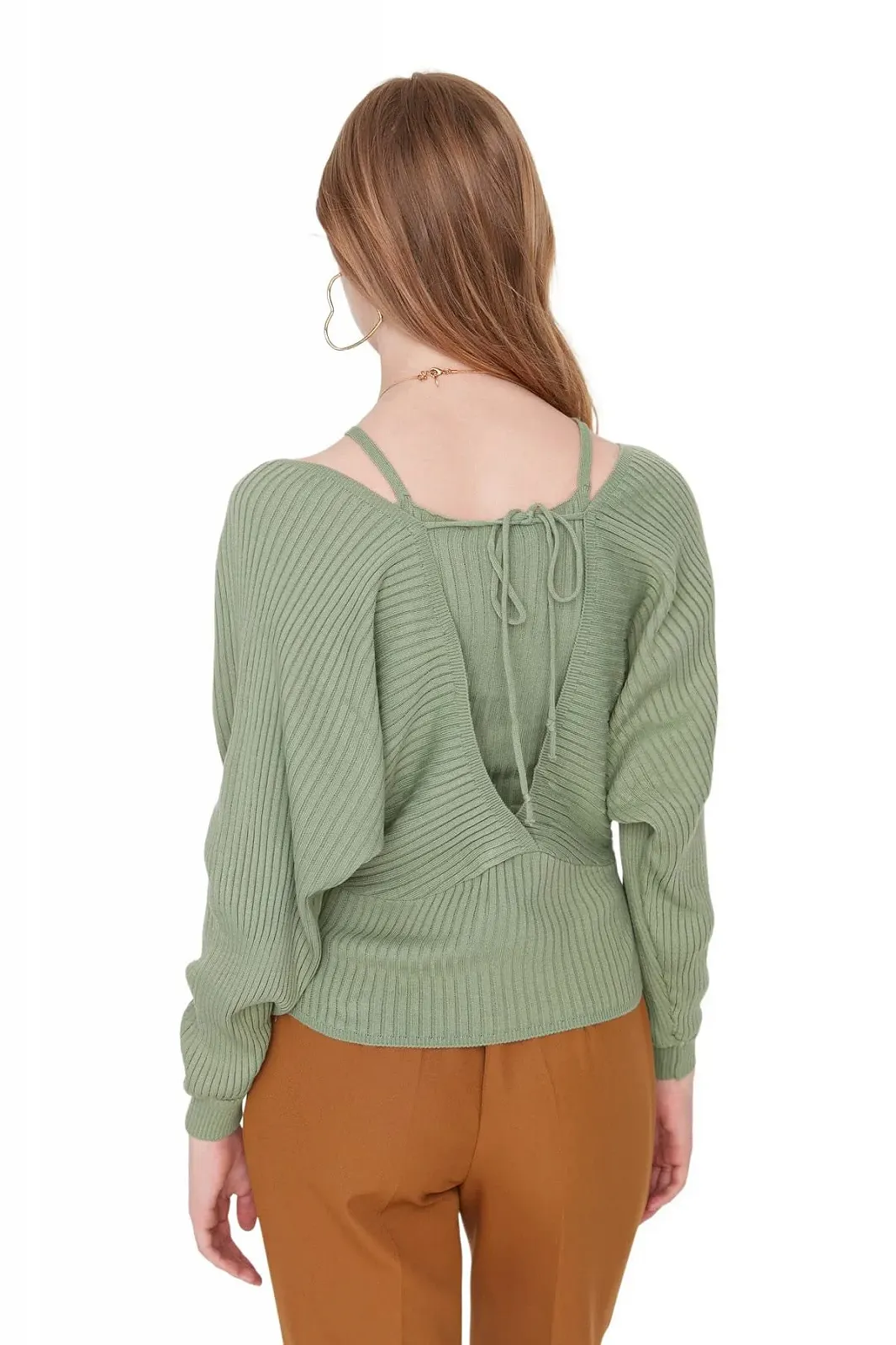 Пуловер TRENDYOL Текстурированный с вырезом халтер, фото №5 Пуловер TRENDYOL Текстурированный с вырезом халтер, фото №5