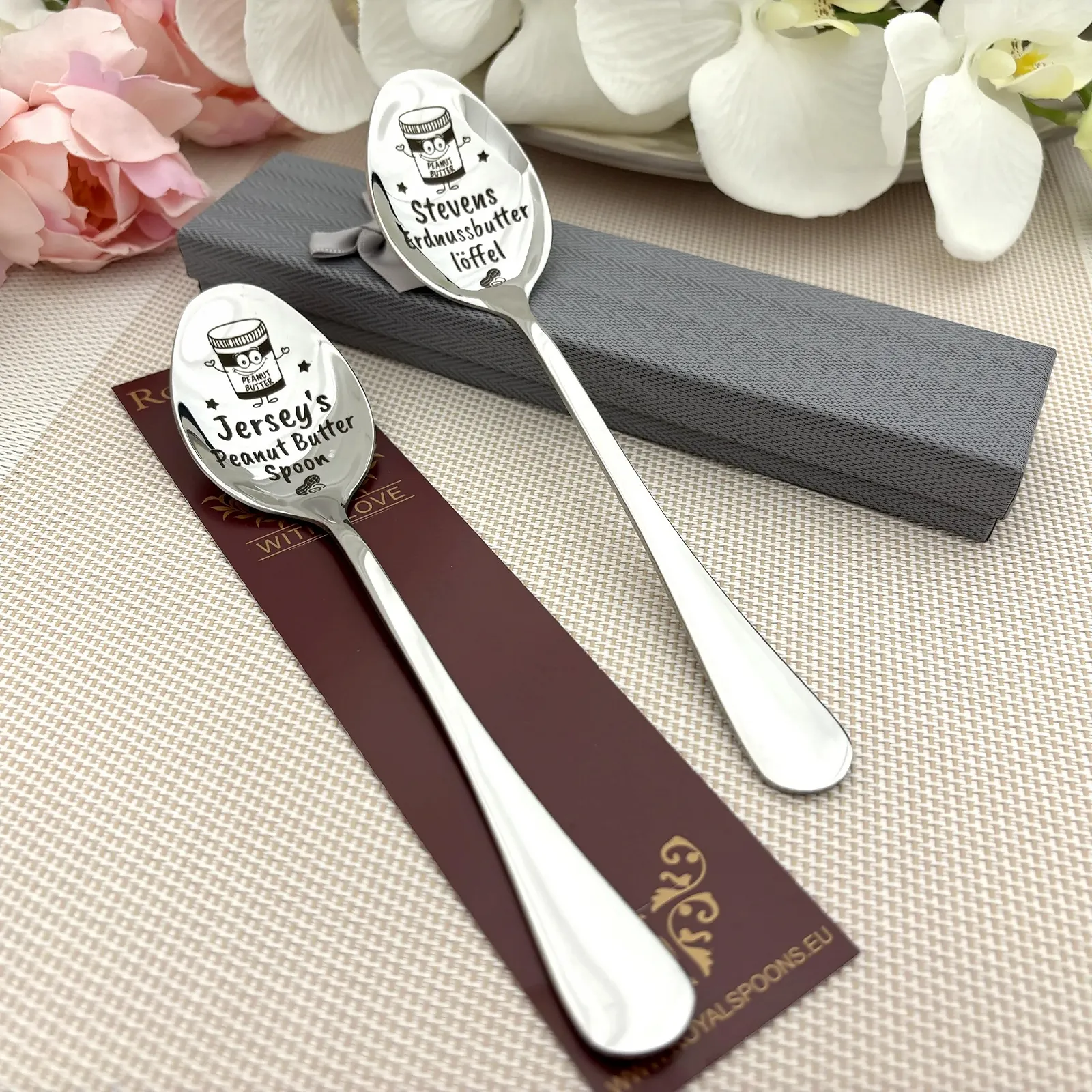 Ложка для арахісової пасти з іменем, полірована нержавіюча сталь, гравіювання, подарунок, фото №4