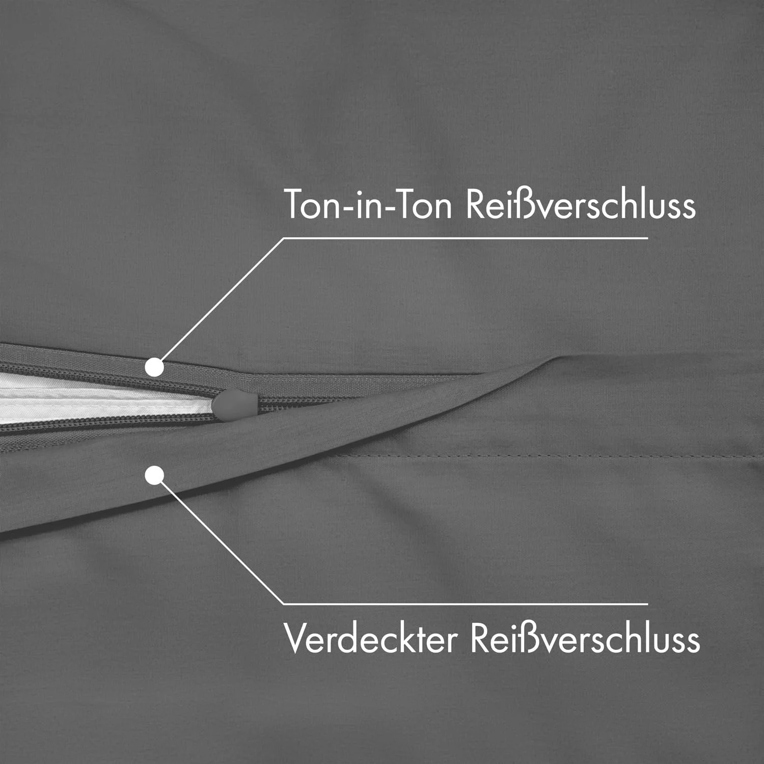 Комплект постільної білизни JACOBSON 4 предмети 135 x 200 см 100% бавовна Percale Oeko-Tex антрацит, фото №4