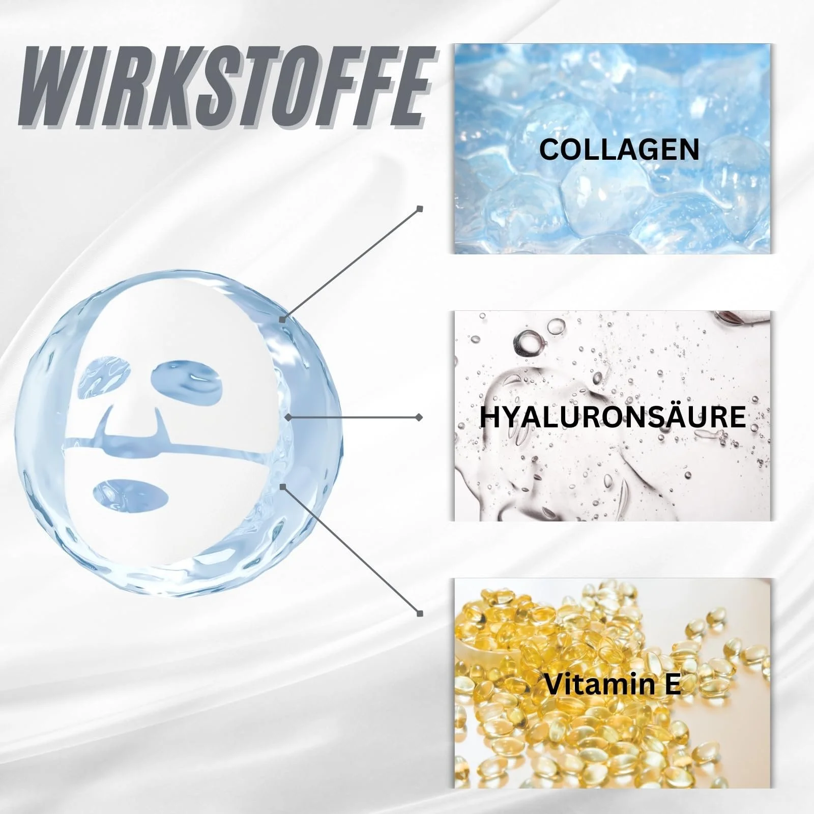 Маска Коллагеновая 8 штук, Коллагеновая маска для лица против морщин с увлажняющим кремом, Коллагеновые маски для лифтинга на ночь, Маска для лица для подтяжки и разглаживания мелких морщин, для сухой кожи, фото №2