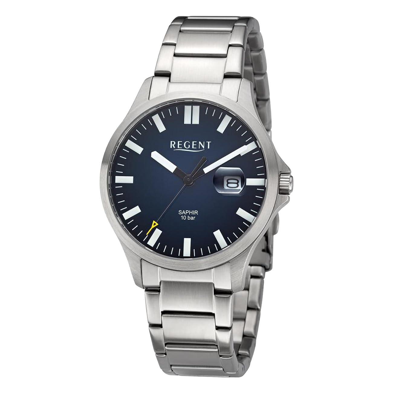 Годинник REGENT Чоловічий 10 Bar 11150776 Сріблясто-синій Браслет, фото №1