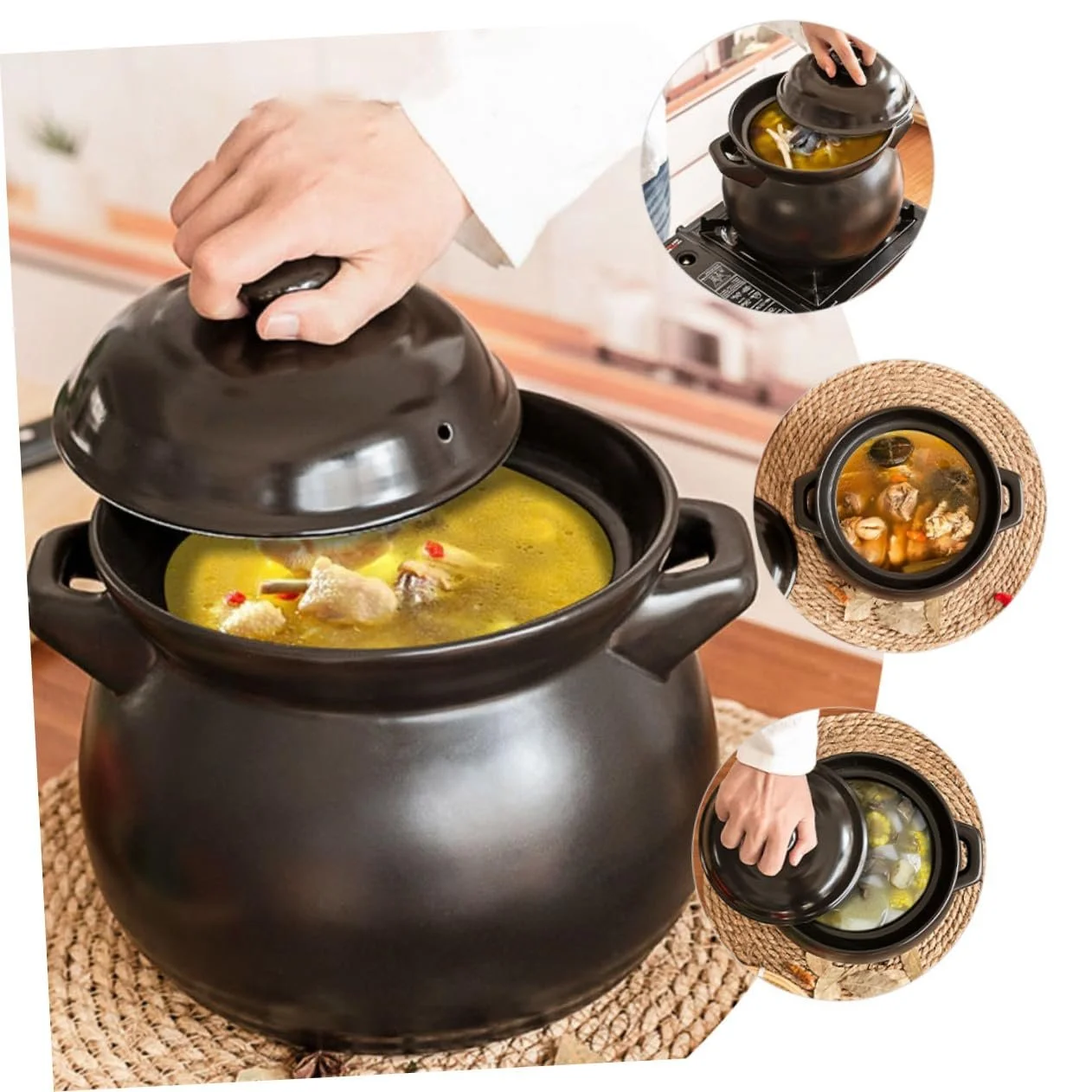 Набор кастрюль VALICLUD для тушения риса с крышкой Черный, фото №8 Набор кастрюль VALICLUD для тушения риса с крышкой Черный, фото №8