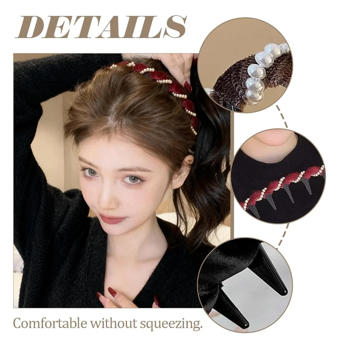 Обруч для волосся з перлинами, фото №3