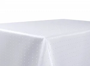 Скатертина BEAUTEX Damask Polka Dots Плямостійка 130 x 220 см Біла - Фото 1