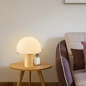 Настільна лампа Home Sweet Home Country House Mushroom 23/23/28 см біла скло та дерево для LED E27 synthetic.ua - Фото 1