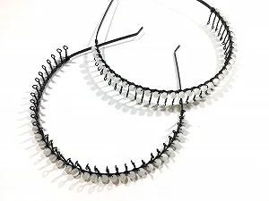 Ободок для волос Металл с закрученными зубцами с аппликацией в виде шариков Белый - Фото 1