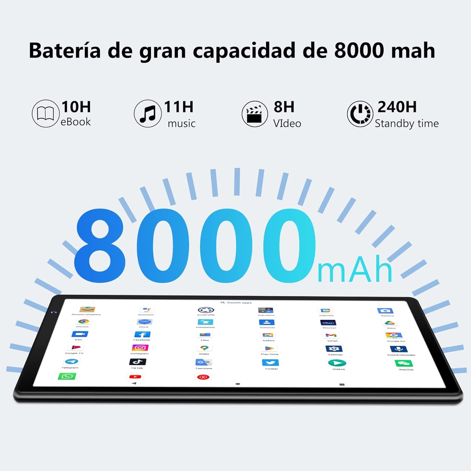 Планшет 10" Aoswei X500 (8+6)/128Gb 5G 8 ядер Android 13 8000 mAh Чорний, фото №5 Планшет 10" Aoswei X500 (8+6)/128Gb 5G 8 ядер Android 13 8000 mAh Чорний, фото №5