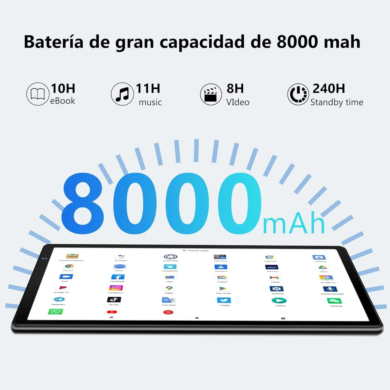 Планшет 10" Aoswei X500 (8+6)/128Gb 5G 8 ядер Android 13 8000 mAh Черный, фото №5 Планшет 10" Aoswei X500 (8+6)/128Gb 5G 8 ядер Android 13 8000 mAh Черный, фото №5