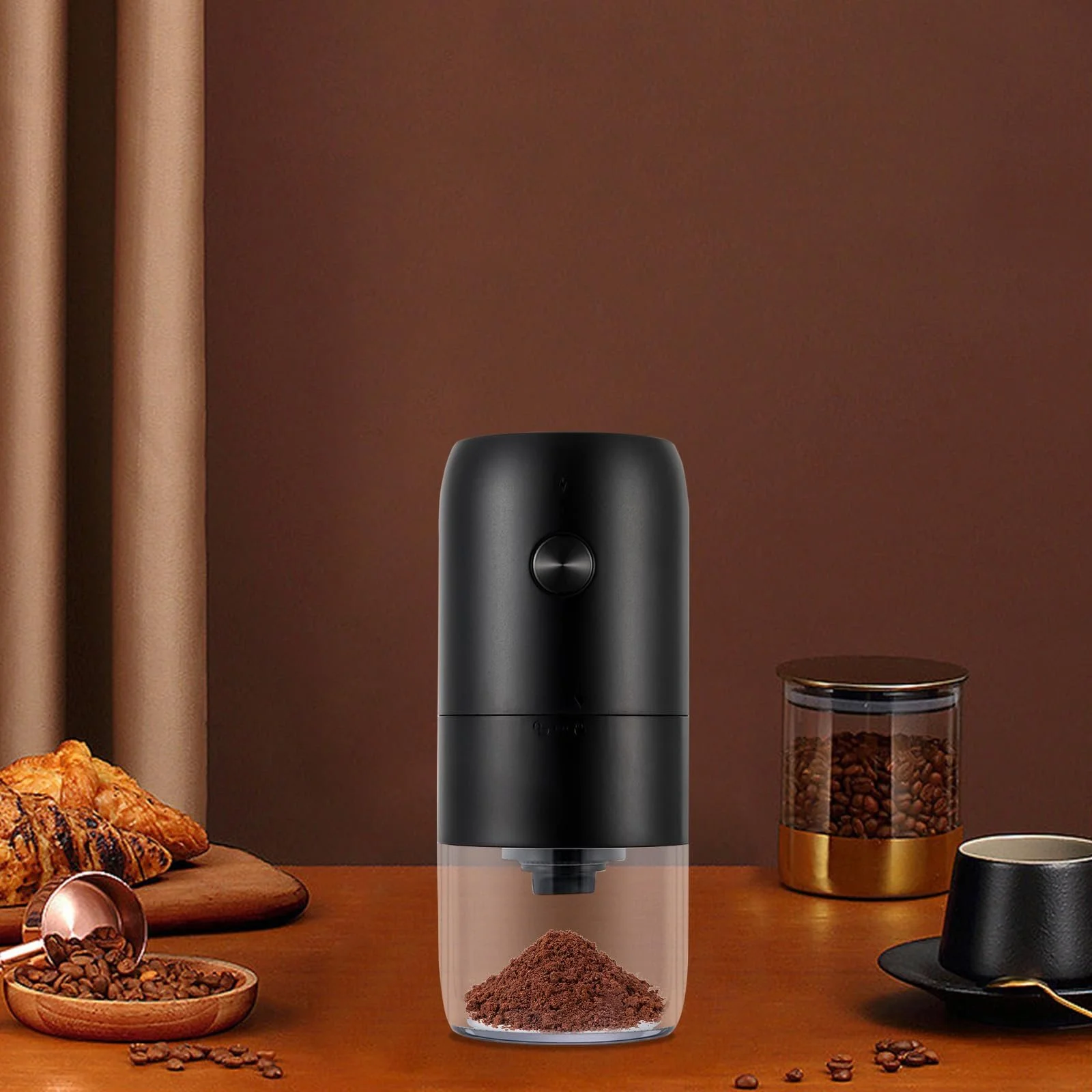 Електрична кавомолка з керамічною конічною кавомолкою Регульована портативна акумуляторна електрична кавомолка (чорна), фото №9 Електрична кавомолка з керамічною конічною кавомолкою Регульована портативна акумуляторна електрична кавомолка (чорна), фото №9