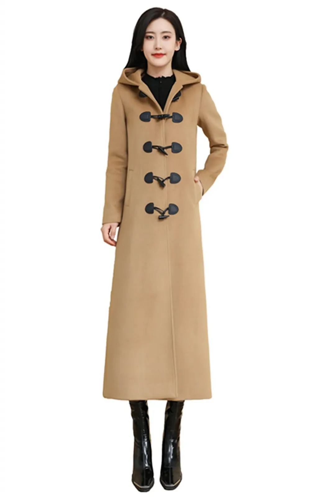 Пальто PLAERPENER Зимове вовняне довге двобортне елегантне з капюшоном, фото №2