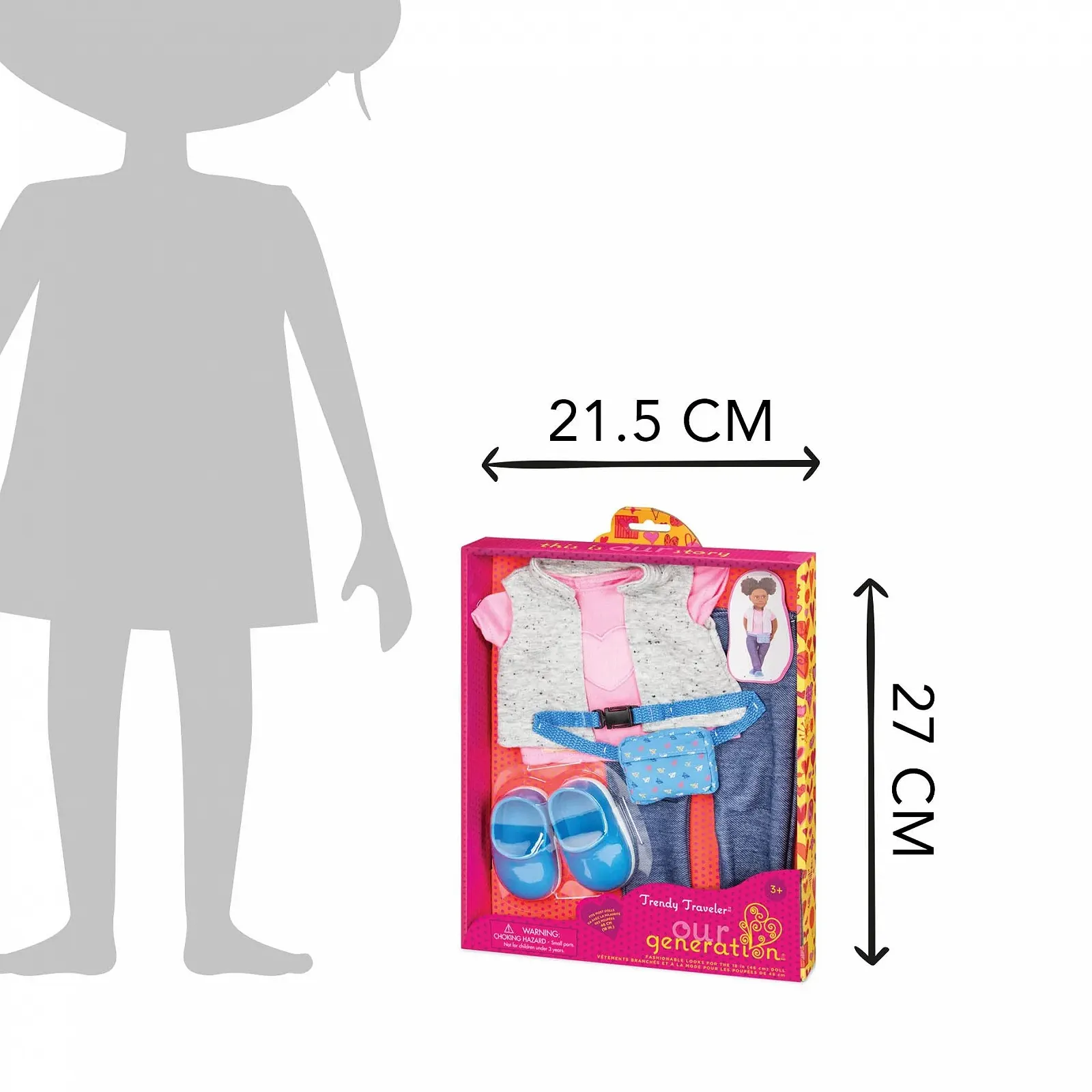 Одяг для ляльки Our Generation для подорожей із заміною живота, однотонний, різнокольоровий, для ляльки 46 см, фото №5