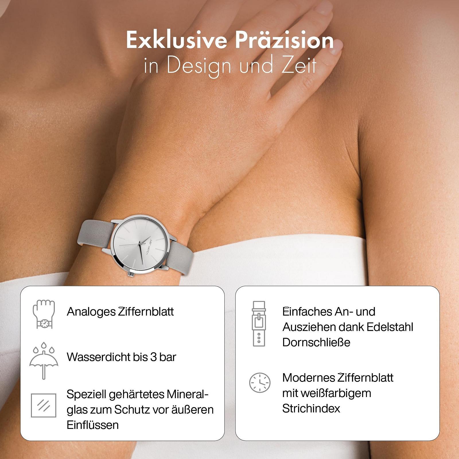 Женские часы Just Watch Ella JW10093, аналоговые, кварцевые, элегантные, кожаный ремешок, застежка-пряжка, фото №3