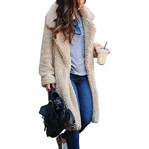 Женский кардиган из пушистого флиса с лацканами synthetic.ua - Фото 1