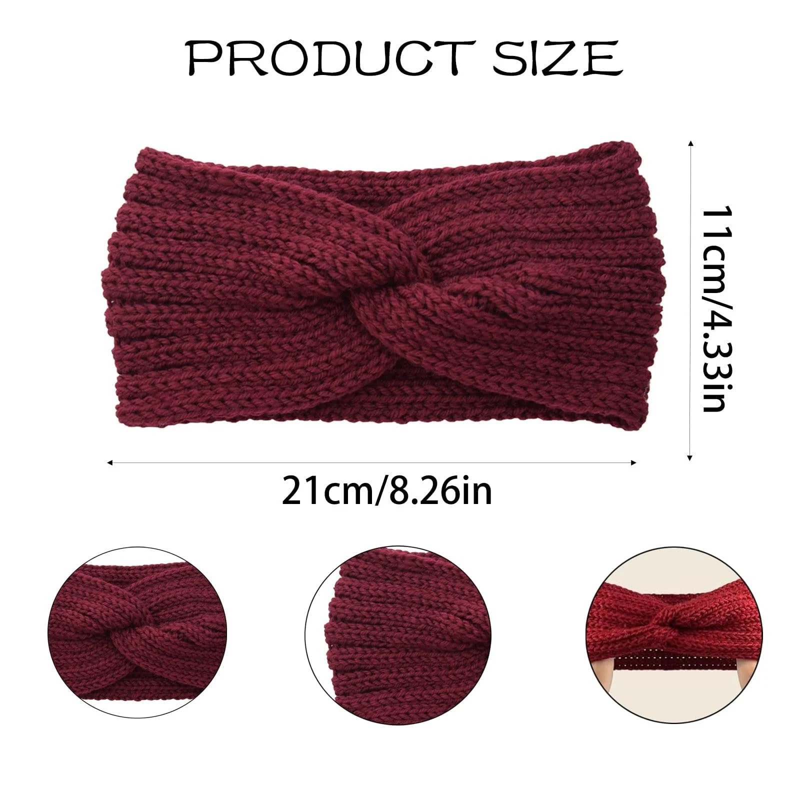 Пов'язка на голову В'язана еластична Осінь-Зима Комплект з 4 штук, фото №2