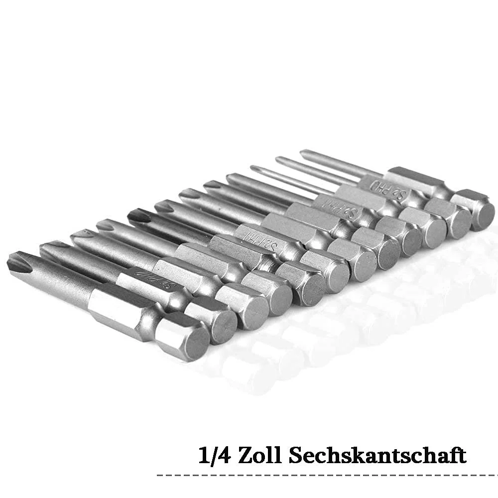 Набір біт для викрутки Phillips Mesee 12 шт. 1/4 дюйма S2 Steel 50 мм Magnetic Hex Shank, фото №7
