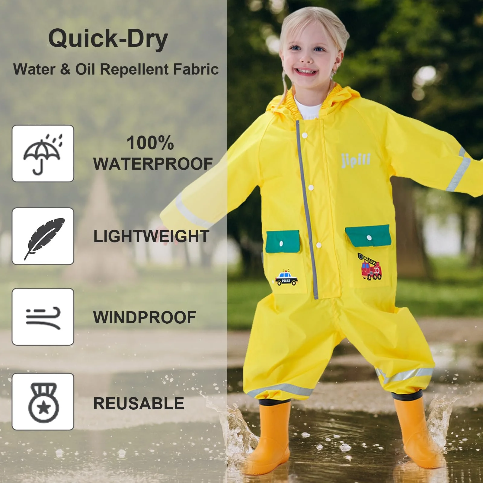 Суцільний дощовик для дітей Hovkib для хлопчиків, фото №3