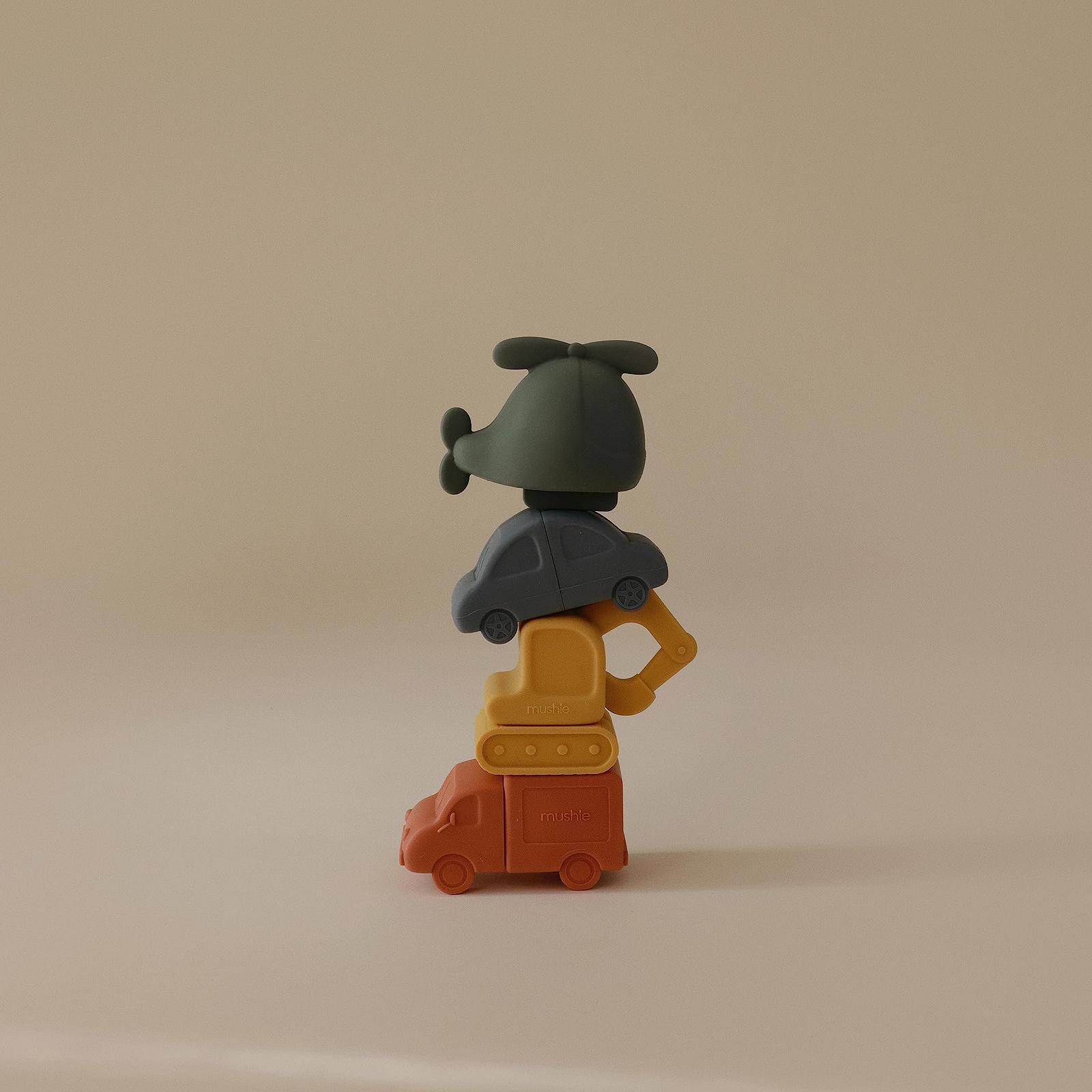 Іграшка для ванни Mushie Силіконові транспортні засоби, набір 4 шт (гелікоптер, автомобіль, вантажівка та екскаватор), фото №2