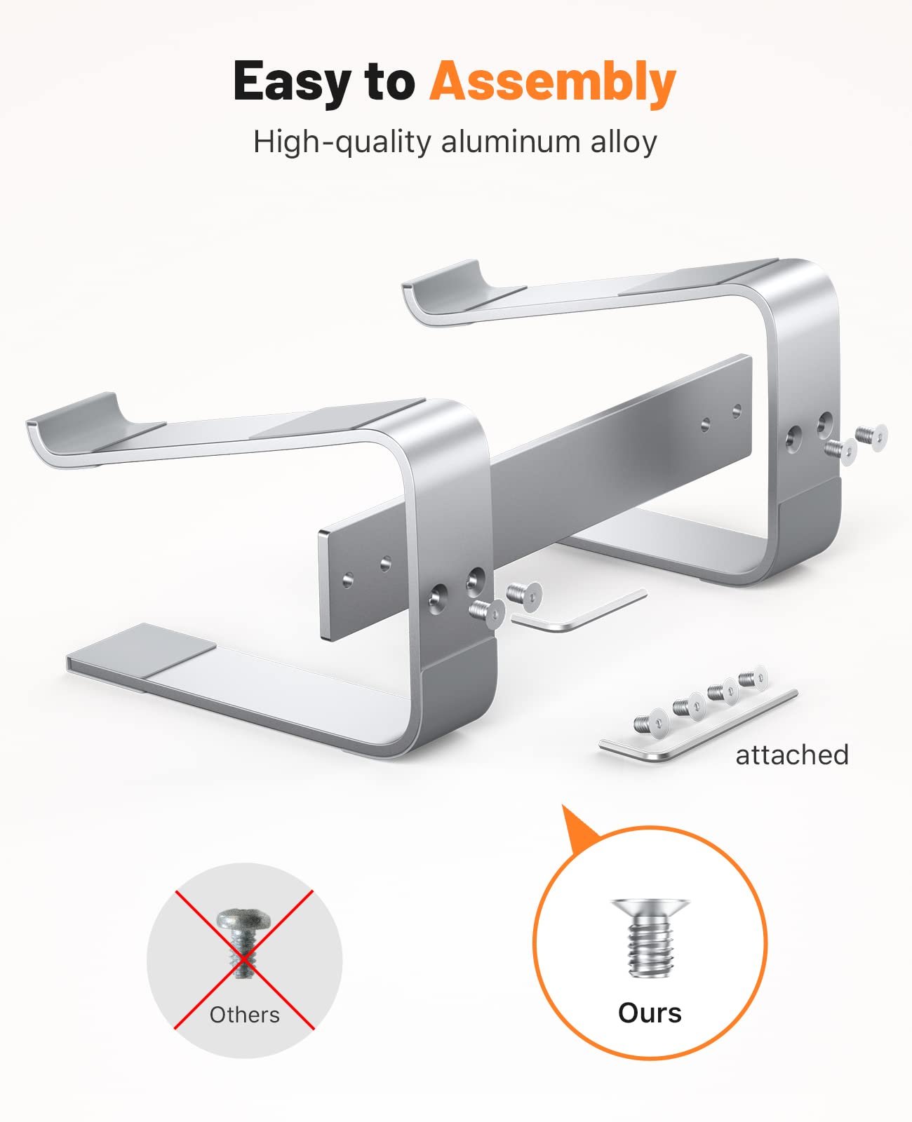 Підставка для ноутбука Soqool, ергономічна, для 10-17 дюймів, алюмінієва, для столу, сумісна з MacBook Air/Pro, Lenovo, Huawei, Acer, Dell, HP - Срібна, фото №6