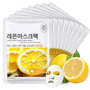 Тканевая маска Shefave, 8 шт, корейская маска для лица, витамин C, лимон, питательная, для красоты, выравнивания тона кожи, увлажняющая - Фото 1