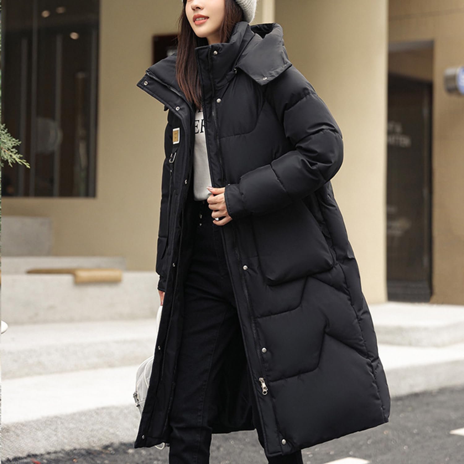 Женская зимняя длинная куртка Petalum стеганая теплая, фото №4