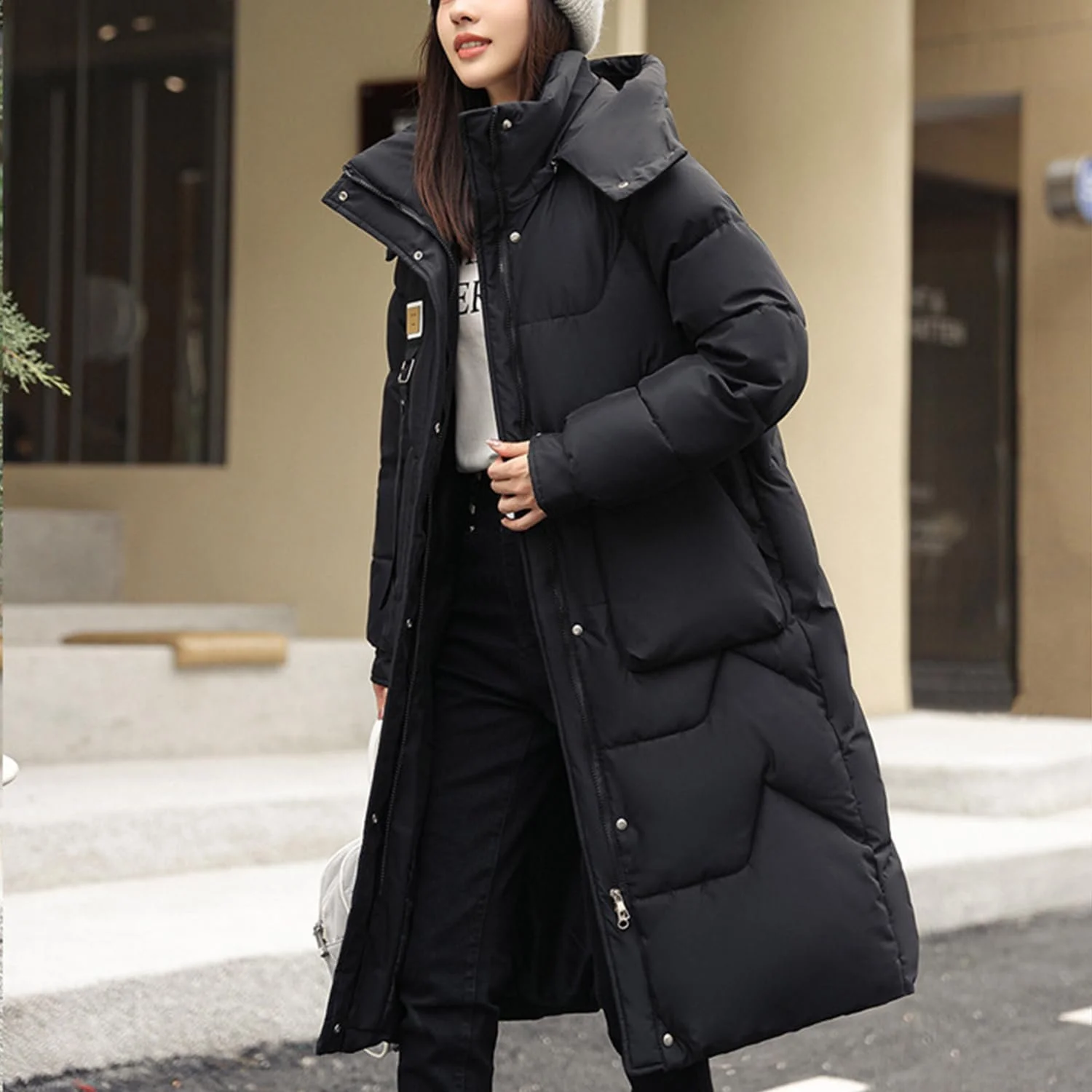 Женская зимняя длинная куртка Petalum стеганая теплая, фото №4