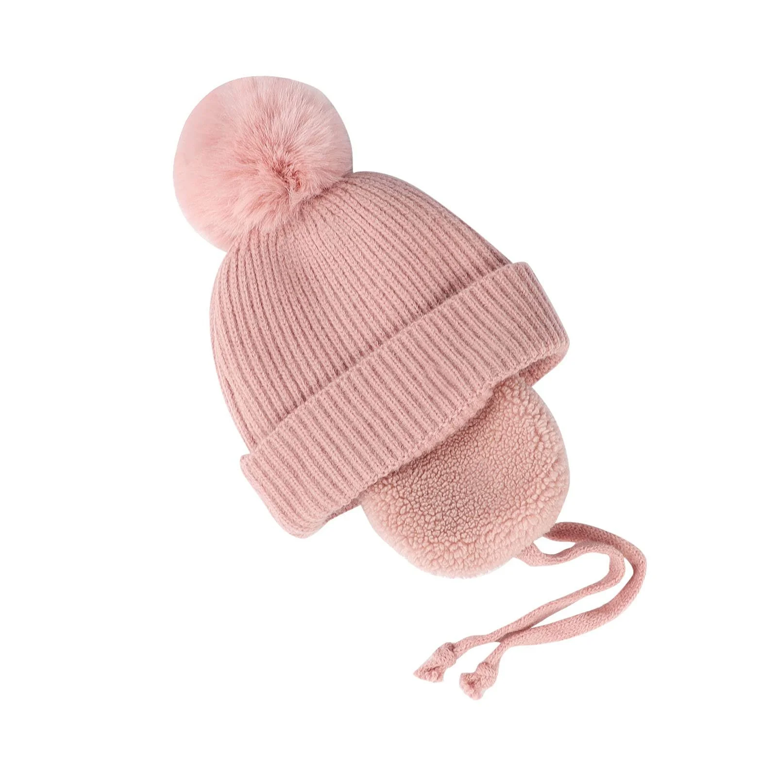 Вязаная детская зимняя шапка с помпоном, теплая зимняя, фото №6