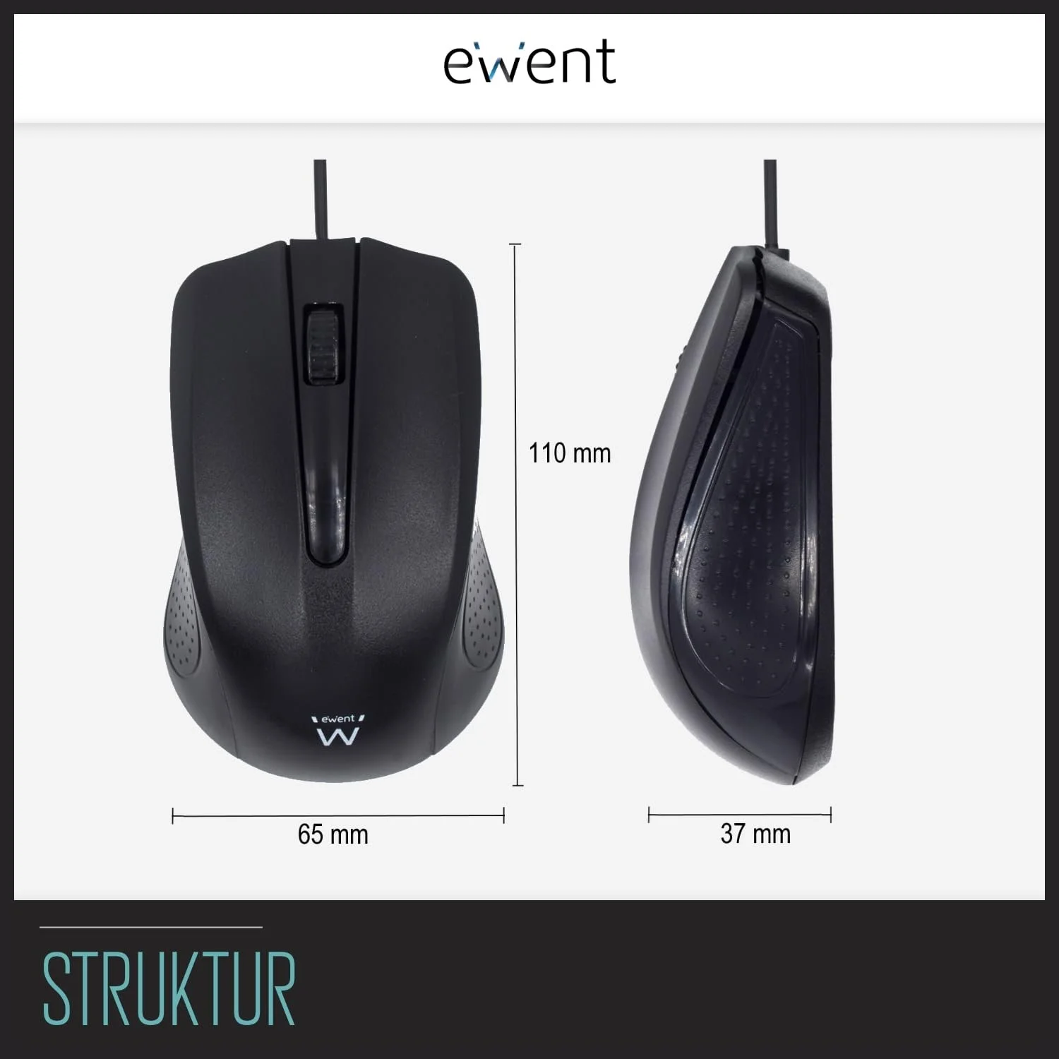 Мышь проводная USB оптическая 3 кнопки 1000 DPI эргономичный дизайн Ambidextrous черный, фото №5 Мышь проводная USB оптическая 3 кнопки 1000 DPI эргономичный дизайн Ambidextrous черный, фото №5