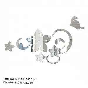 Дзеркальна наклейка на стіну Anneome Flowers Акрилова самоклеюча Срібляста synthetic.ua - Фото 1