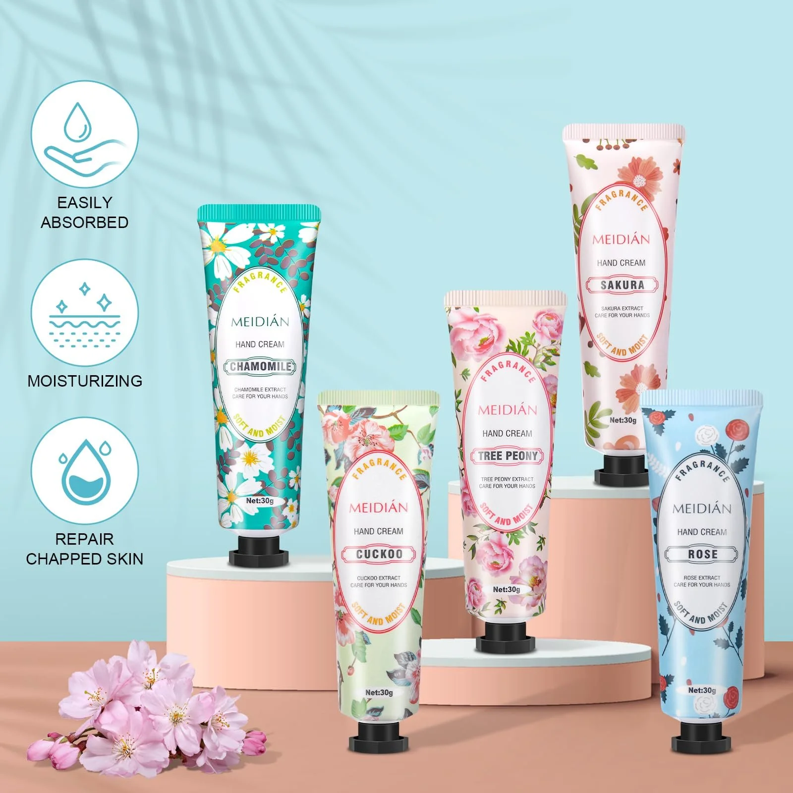 Набір кремів для рук 15 шт, Зволожуючий крем-лосьйон для сухих потрісканих рук, Міні-крем для рук з маслом ши, 15 х 30 мл, фото №4