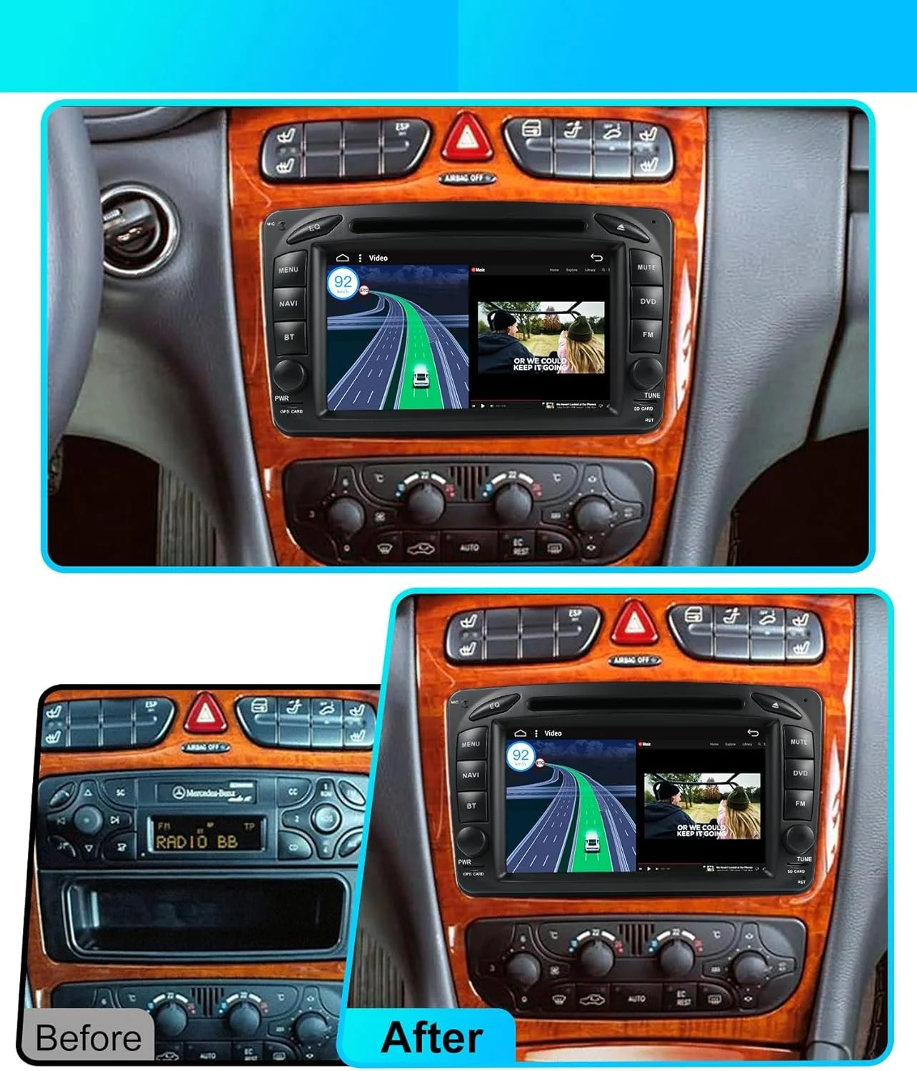 Штатна автомагнітола JOYX для Benz ML W163/CLK W209/C-Class W203 /SLKW170/E-Class W210/A-Class W168 / 7" / Сенсорна / 2/32Гб / Android 10 / Apple CarPlay / Android Auto / Bluetooth / WI-FI / GPS / USB / SD slot / DAB+, фото №2