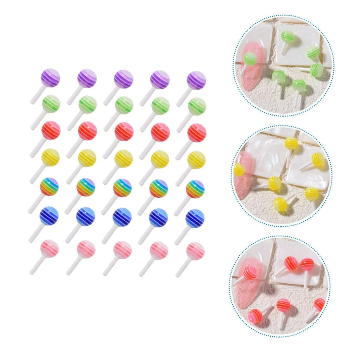 Подвеска для ногтей FRCOLOR 50 шт. Конфеты для ногтей Резиновые подвески для ногтей Плоские бусины для ногтей 3D Мультяшная смоляная кнопка, фото №6