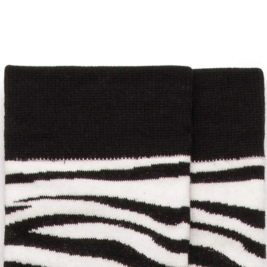 Носки Hip Hop Street Funny Crew Черно-белые полоски с принтом животных, фото №3