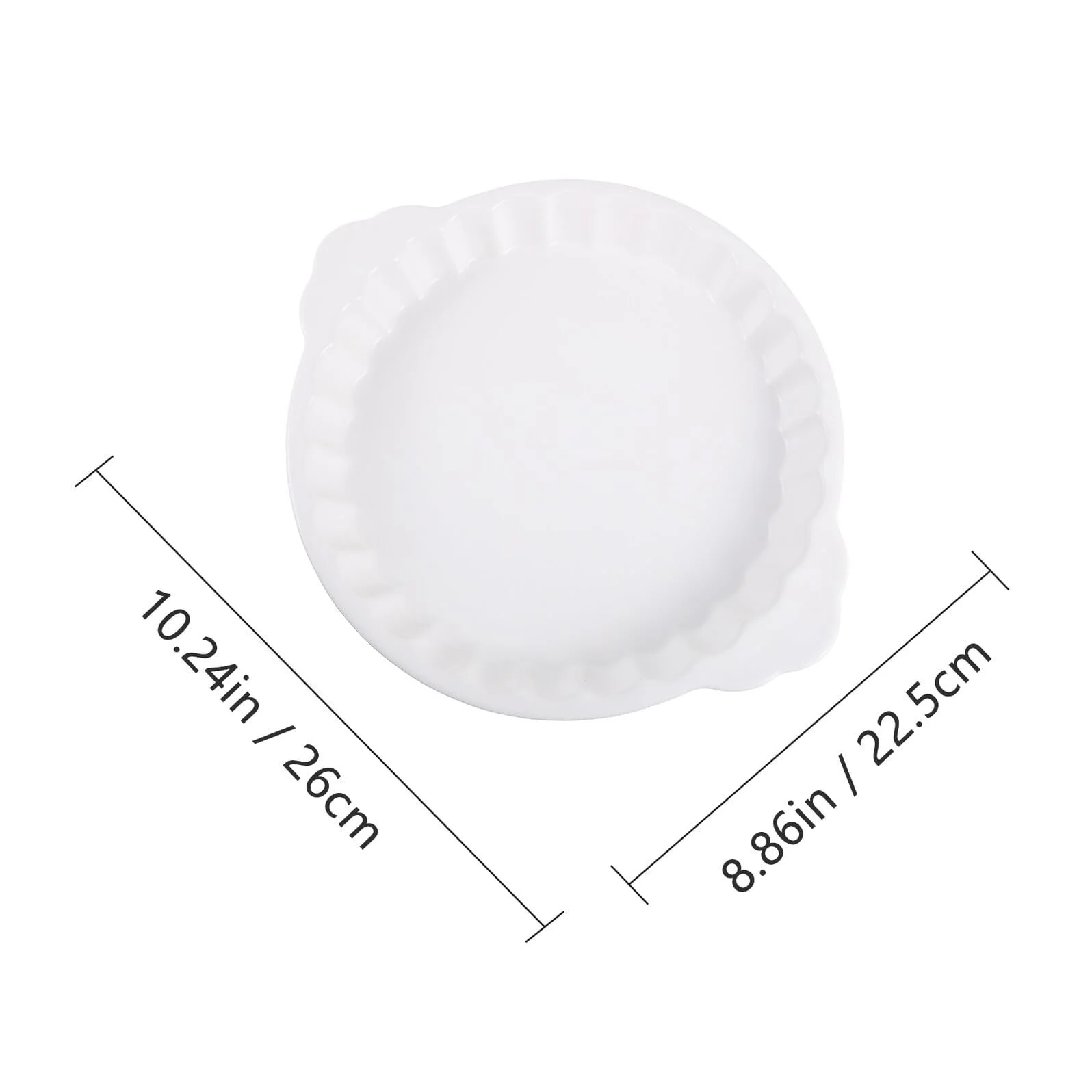 Форма для запекания керамическая Круглая с термостойкими ручками, закругленными краями и глянцевой поверхностью Белая, фото №2