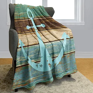 Покривало YISUMEI Фланелева м'яка 125 x 150 см Морський декор Якір synthetic.ua - Фото 1