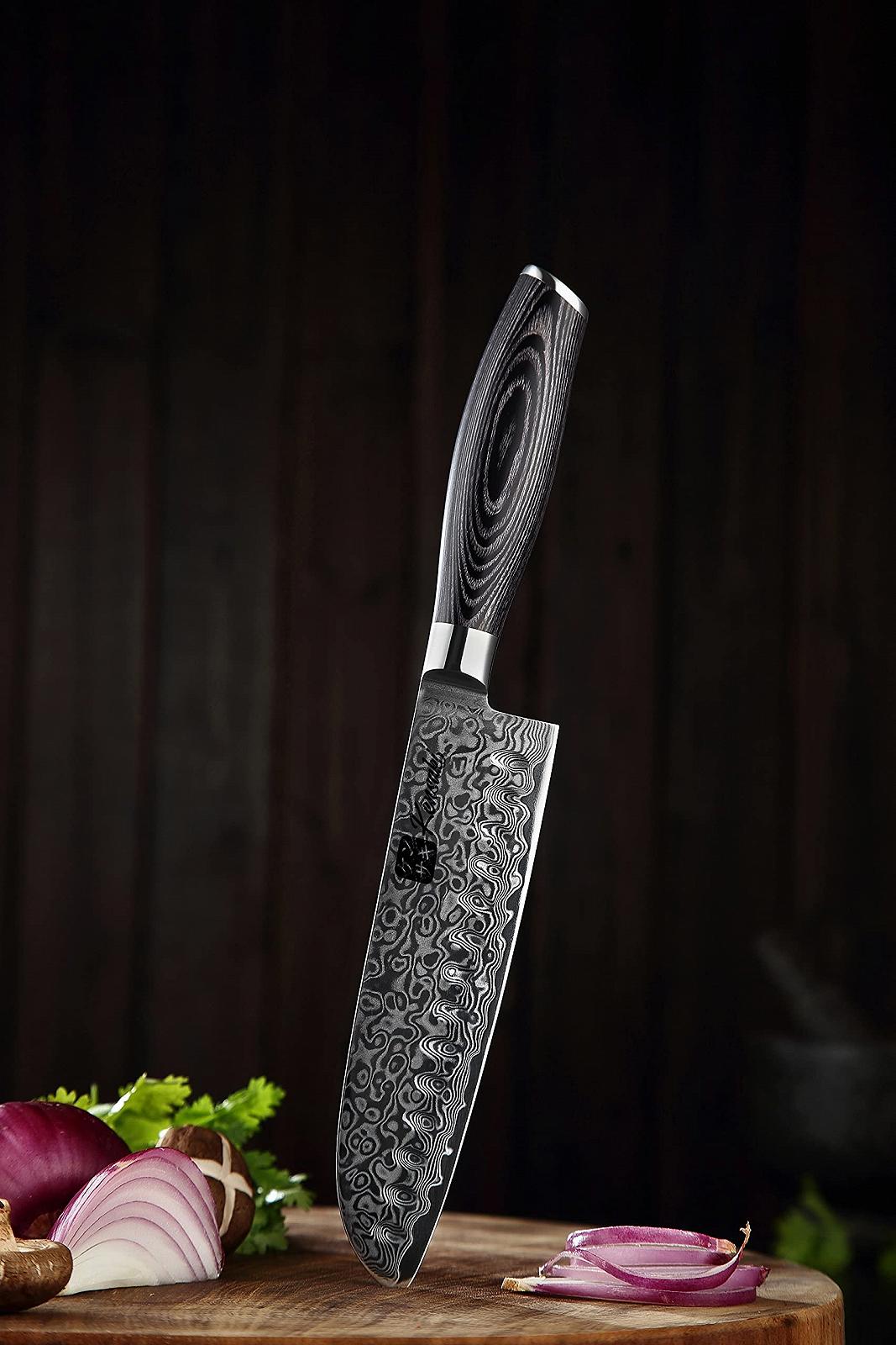 Набір ножів Kensaki Kuro Series KEN-113, 3 шт, дамаська сталь, японський стиль, фото №11