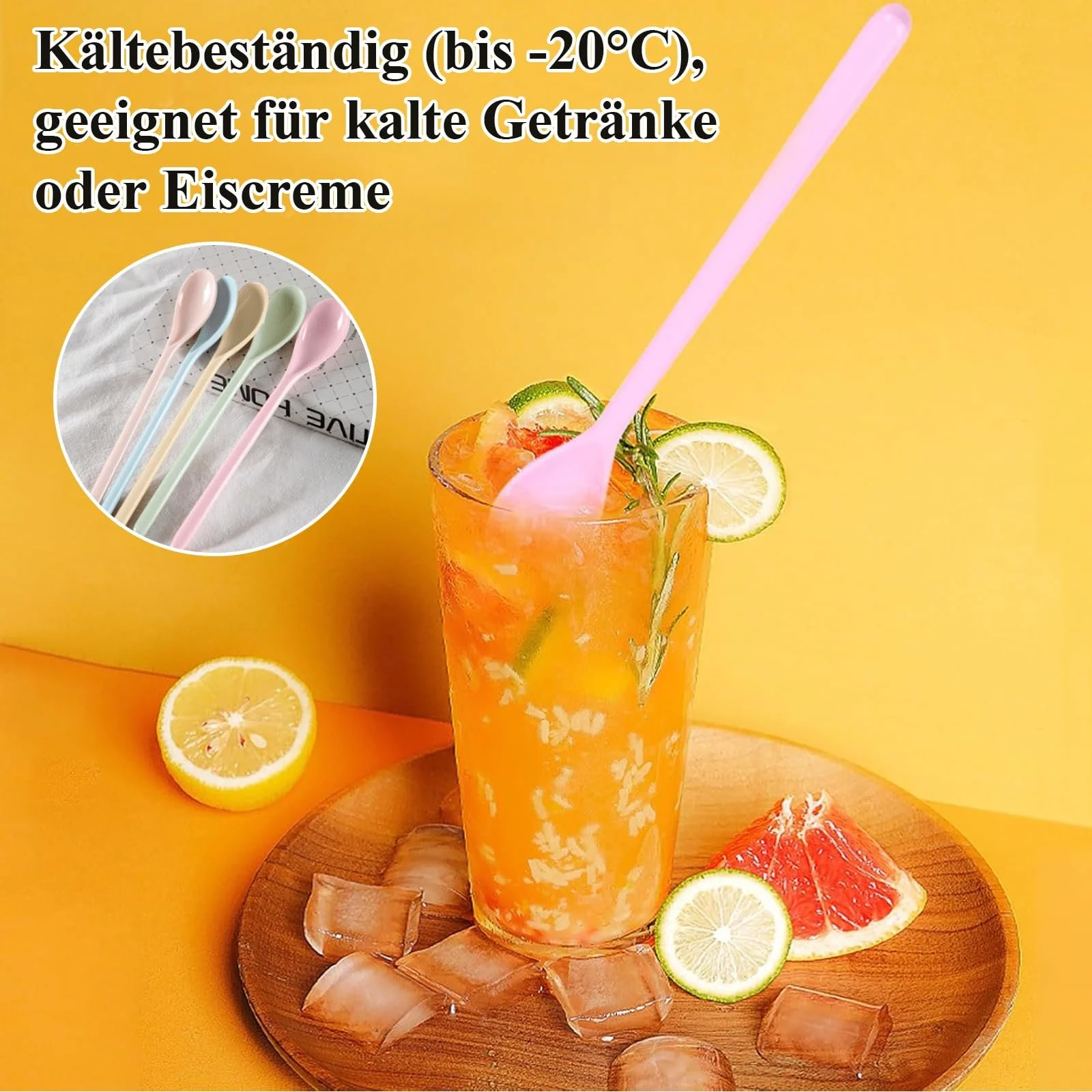 Ложки Raheem Набор 5 цветных пластиковых ложек, пластиковые ложки, длинные ложки, цветные длинные ложки для варенья, десертные ложки для кофе, многоразовые пластиковые ложки, суповые ложки для кофе, напитков, яиц, мороженого, йогурта, фото №5