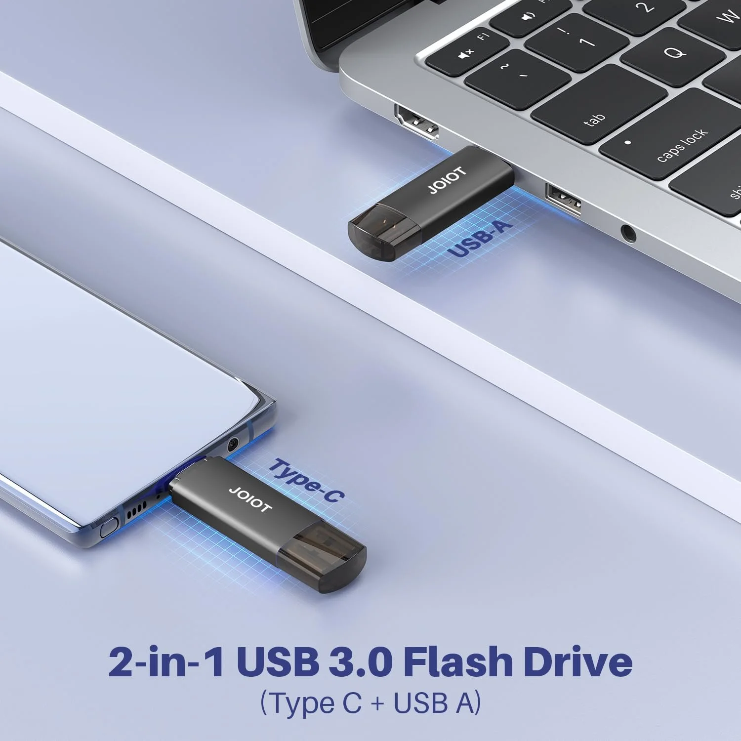 Набір USB-флеш-накопичувачів JOIOT 2-в-1 USB C 3.0 128 ГБ 2 шт Чорний, фото №2