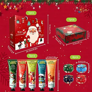 Набор Крем для рук Ароматическая свеча Подарочный набор 4 штуки Ароматические свечи Рождество + 5 шт Рождественский крем для рук synthetic.ua - Фото 1