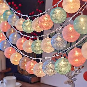 LED Гірлянда ENLACE Кульки з бавовни 3 м 20 LED Кульок з бавовни на батарейках Macaron - Фото 1