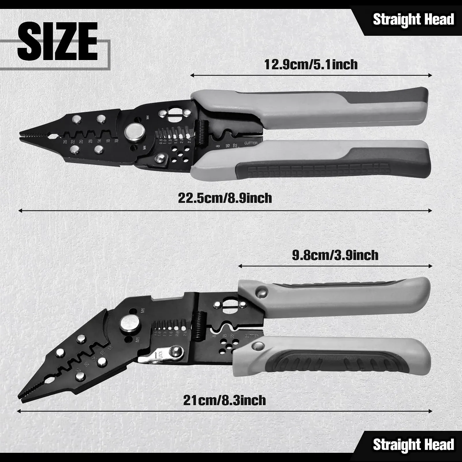 Многофункциональный стриппер и кримпер 8-в-1 набор 2 шт (прямой и изогнутый) 10-26AWG, фото №2