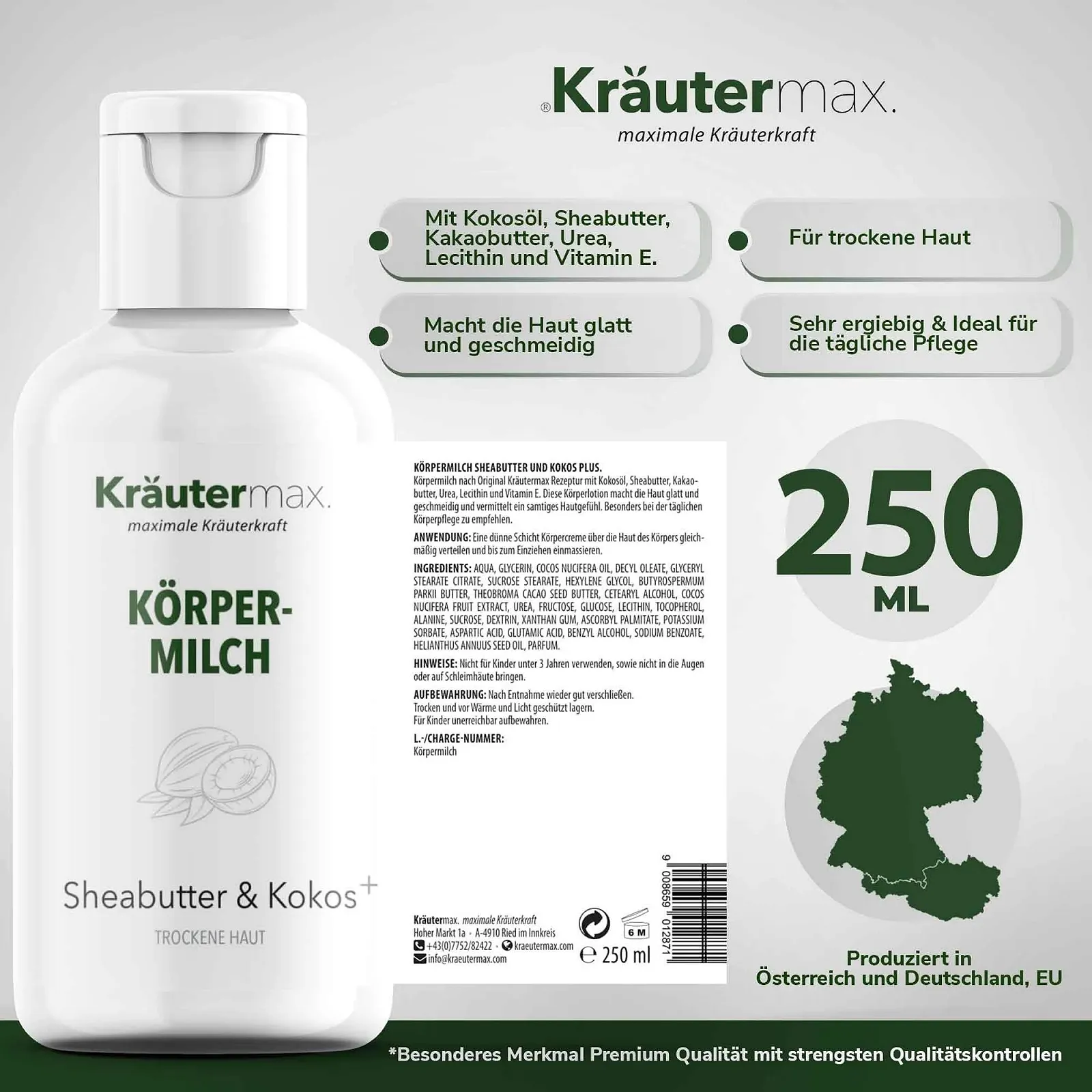 Молочко для тіла Kräutermax Масло ши та кокос, 250 мл, фото №4 Молочко для тіла Kräutermax Масло ши та кокос, 250 мл, фото №4