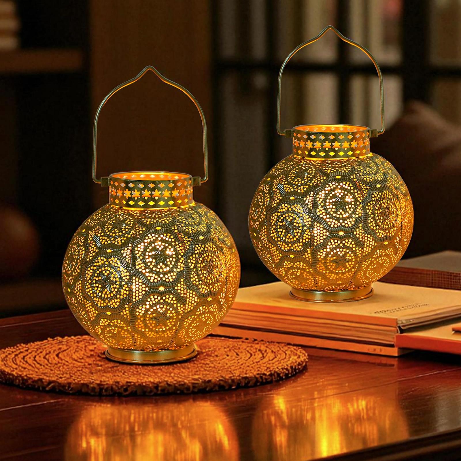 Настільна лампа TRIROCKS Набір 2 шт. Марокканський стиль Метал 18 см Батарейки LED, фото №6