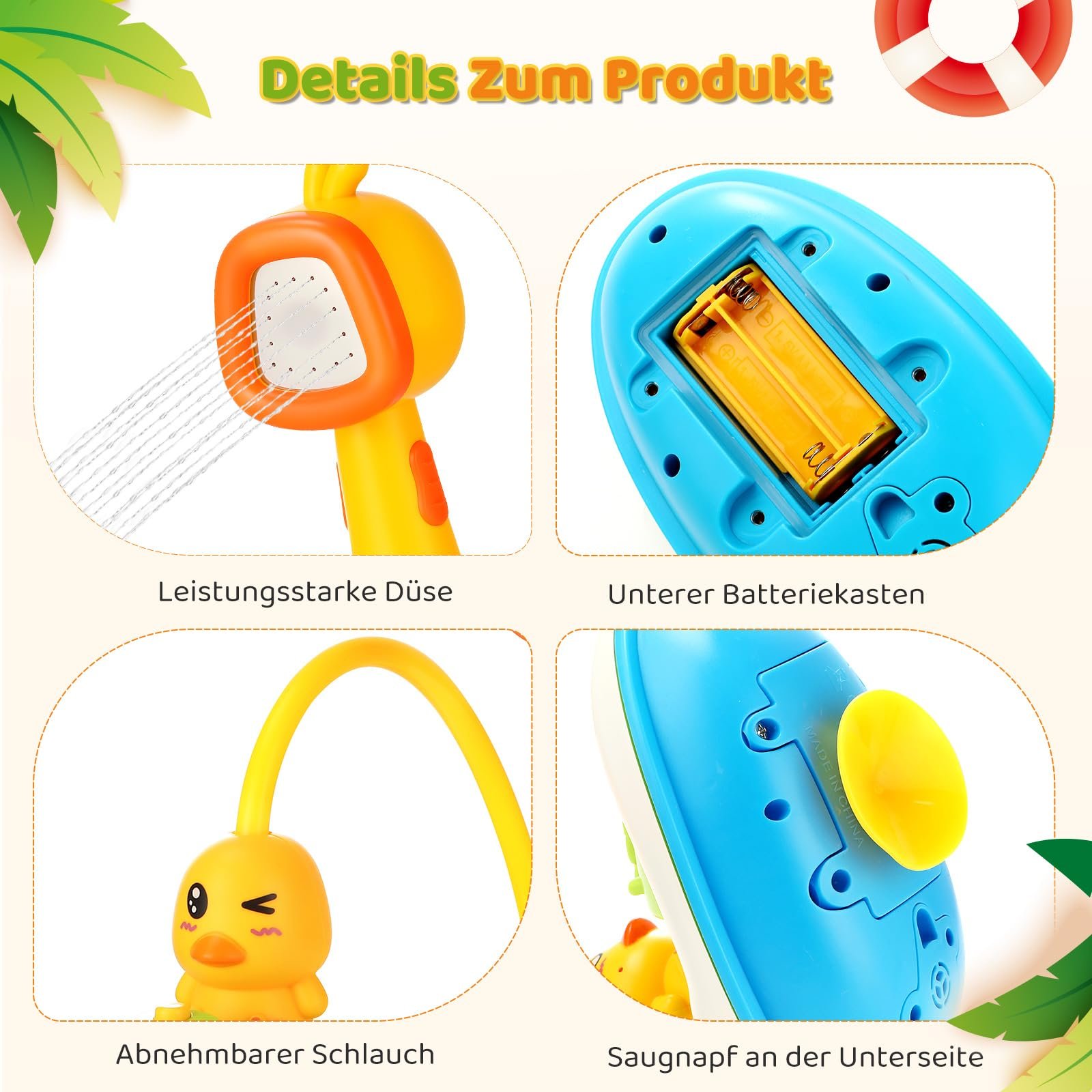 Іграшка для ванни Качка з душовою лійкою для дітей, фото №4