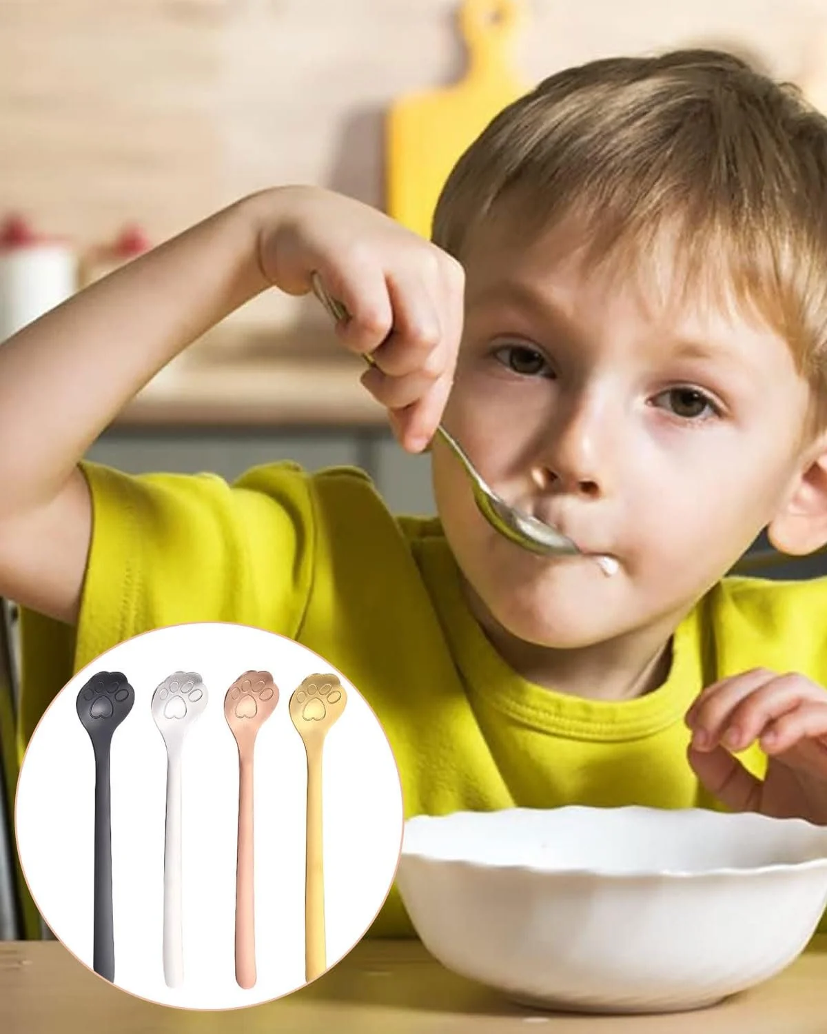 Ложка для кави з котячою лапкою з нержавіючої сталі, набір з 4 штук, фото №6