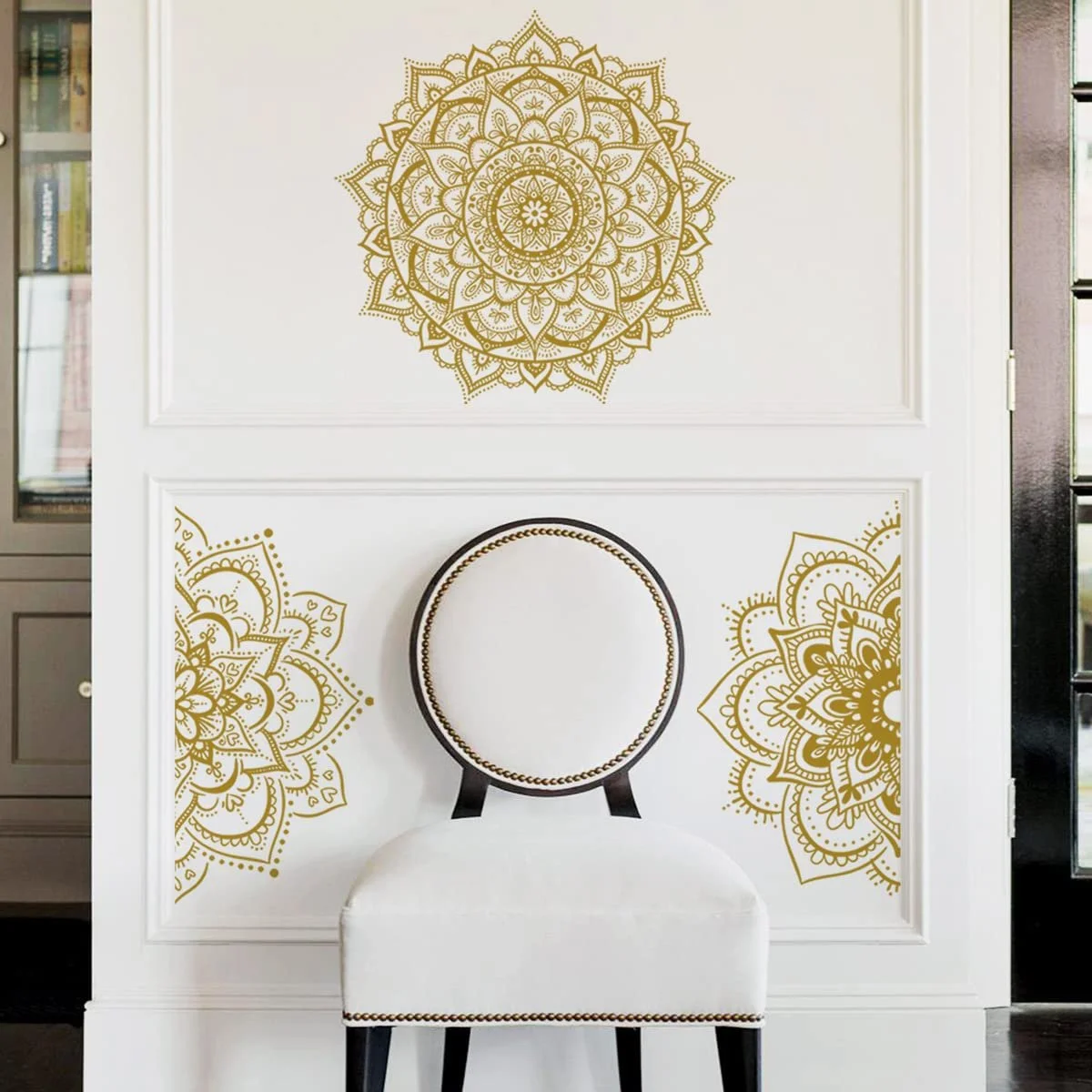 Наклейка на стену COVPAW Мандала 3 Золотисто-желтая 82x83 см, фото №2