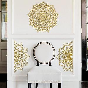Наклейка на стіну COVPAW Мандала 3 Золотисто-жовта 82x83 см synthetic.ua - Фото 1